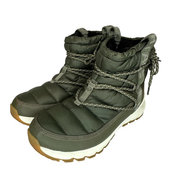 THE NORTH FACE Women's Boots Thermoball Size 10 Lace Up Taupe Green Waterproof - Picture 9 of 15